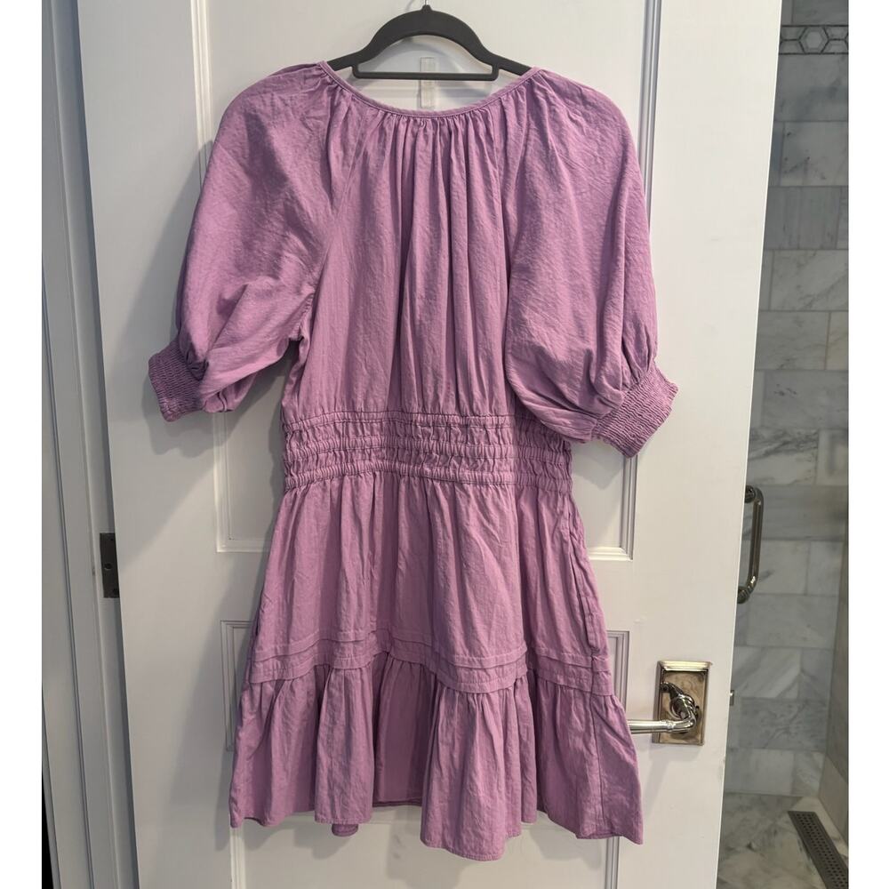 Anthropologie Lavender Pink Tiered Smocked-Waist Midi Dress